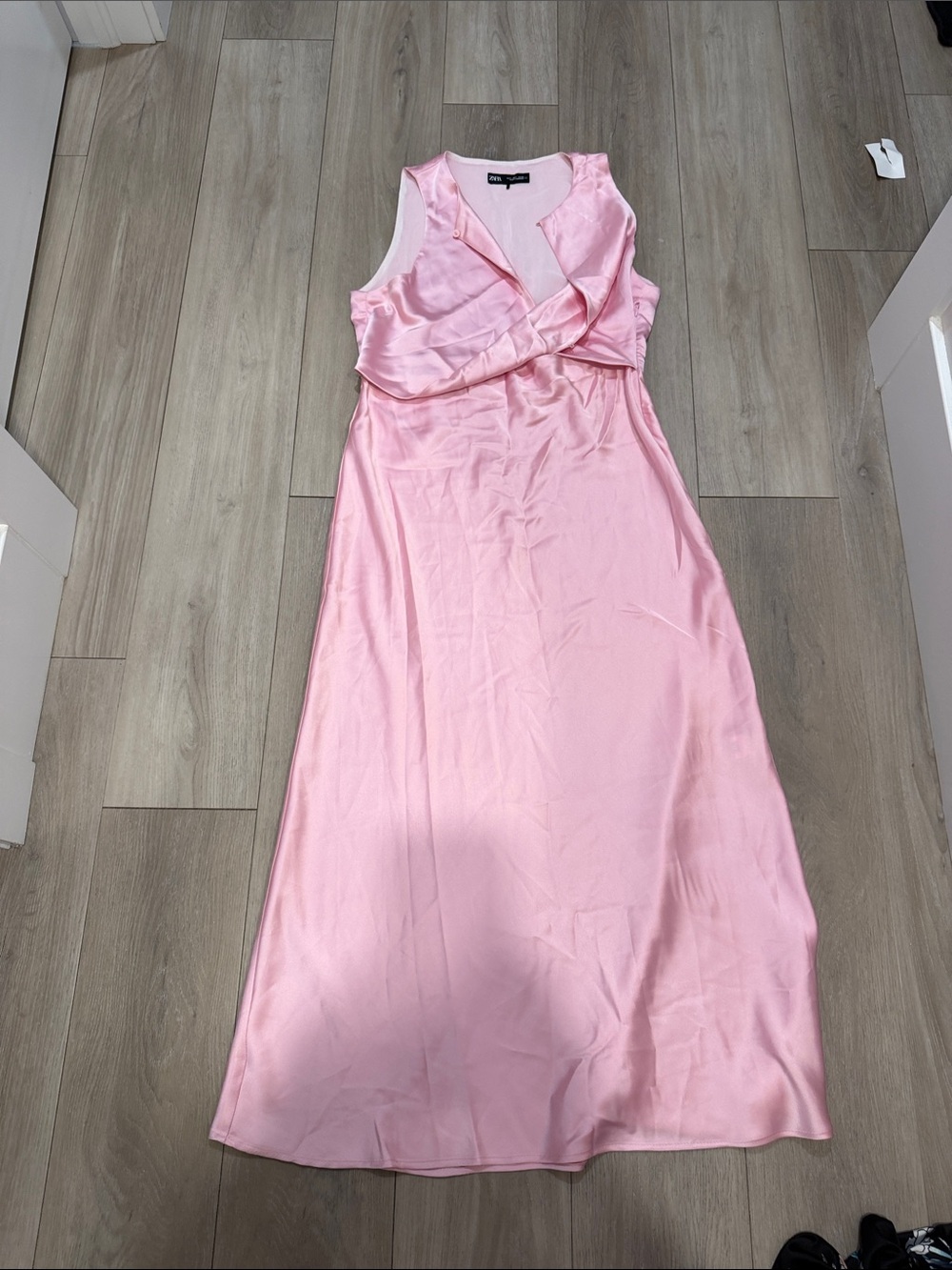 Zara Light Pink Satin Slip Dress